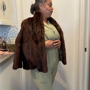 Vintage Brown Fur Coat - Women's Plush Outerwear